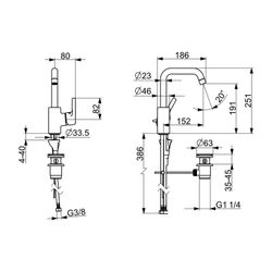 Hansa Paleno Einhebel-Waschtischarmatur, Standmontage, DN 15, Ausladung 152mm, mit Zugs... HANSA-56372203 4057304012020 (Abb. 1)