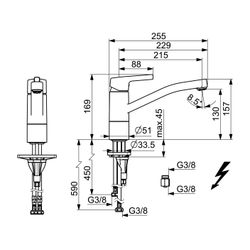 Hansa Paleno Einhebel-Küchenarmatur, Standmontage, Niederdruck, 215mm, Chrom, 56481103... HANSA-56481103 4057304012389 (Abb. 1)