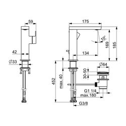 Hansa Stela Eco Einhebelmischer Waschtischbatterie 5715 Ablaufgarnitur mit Zugstang... HANSA-571522730005 4057304018275 (Abb. 1)