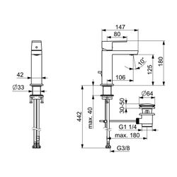 Hansa Stela Eco Einhebelmischer Waschtischbatterie 5718 Ausladung 106mm DN15 Chrom... HANSA-571822730004 4057304018244 (Abb. 1)