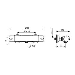 Hansa Micra Brausebatterie 5815 DN15 Chrom vertauschte Kalt-/Warmwasser-Anschlüsse... HANSA-58152171 4057304005664 (Abb. 1)