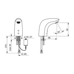 Hansa Electra Waschtischbatterie 6440 6V, Bluetooth Ausladung 96mm DN15 Chrom... HANSA-64402219 4057304014116 (Abb. 1)