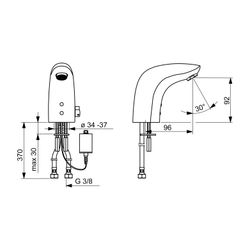 Hansa Electra Waschtischbatterie 6441 6V, Bluetooth Ausladung 96mm DN15 Chrom... HANSA-64412219 4057304014079 (Abb. 1)