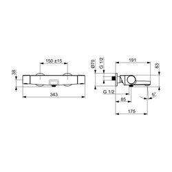 Hansa Optima Wannen- und Brausearmatur Wandmontage Thermostat, mit MagShelf-Ablage, M... HANSA-6513220133 4057304018121 (Abb. 1)