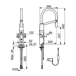 Hansa Fit Küchenarmatur 6525 2-strahlig 230/5V Ausladung 200mm DN15 Chrom... HANSA-65252213 4057304004513 (Abb. 1)