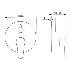 Hansa Vantis Einhebelmischer Fertigmontageset für Wanne/Brause 8260 Rosette rund Chrom ... HANSA-82609063 4057304017353 (Abb. 1)