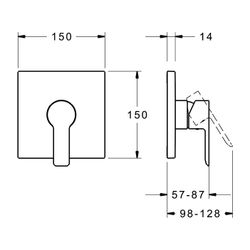 Hansa Ligna Einhebelmischer Fertigmontageset für Brausebatterie 8387 Rosette eckig Chro... HANSA-83879513 4015474278875 (Abb. 1)