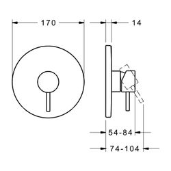 Hansa Stela Einhebelmischer Fertigmontageset für Brausebatterie 8785 Rosette rund Chrom... HANSA-87859041 4015474286160 (Abb. 1)
