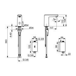 Hansa Electra Digital plus Waschtischarmatur, Standmontage, Sensor, Bluetooth, Chrom, 9... HANSA-92302239 4057304019487 (Abb. 1)