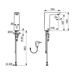 Hansa Electra Waschtischarmatur, Standmontage, elektronisch, Bluetooth, 230/9V, Chrom... HANSA-93012009 4057304019524 (Abb. 1)
