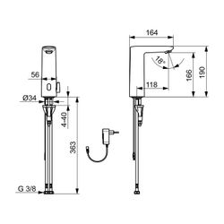 Hansa Electra Safety Waschtischarmatur, Standmontage, Sensor, Bluetooth, 230/9V, Chrom,... HANSA-93102009 4057304019548 (Abb. 1)