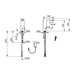 Hansa Electra Safety Waschtischarmatur, Niederdruck, Standmontage, Sensor, Bluetooth, 2... HANSA-93631129 4057304019593 (Abb. 1)