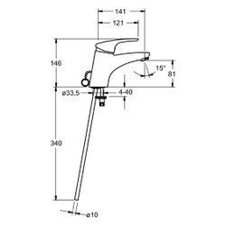 Hansa Mix Einhebel-Waschtischbatterie, Kupferrohr, Ausladung 141mm, DN 15, Chrom, 01042... HANSA-01042183 4015474271067 (Abb. 1)