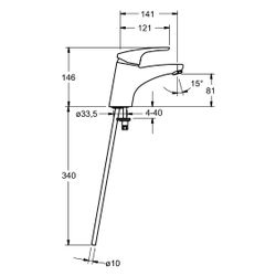 Hansa Mix Einhebel-Waschtischbatterie, Kupferrohr, Ausladung 141mm, DN 15, Chrom, 01082... HANSA-01082183 4015474271081 (Abb. 1)