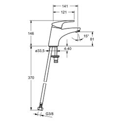 Hansa Mix Einhebel-Waschtischbatterie, Ausladung 141mm, DN 15, Chrom, 01082283... HANSA-01082283 4015474271098 (Abb. 1)