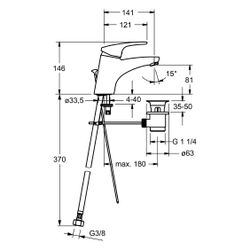 Hansa Mix Einhebel-Waschtischbatterie, Zugstangen-Ablaufgarnitur, Ausladung 141mm, DN 1... HANSA-01092283 4015474271128 (Abb. 1)