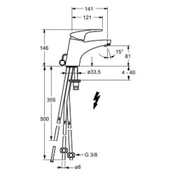 Hansa Mix Einhebel-Waschtischbatterie, Kupferrohr, Ausladung 141mm, DN 15, Chrom, 01111... HANSA-01111183 4015474271159 (Abb. 1)