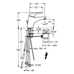 Hansa Mix Einhebel-Waschtischbatterie, Kupferrohr, Zugstangen-Ablaufgarnitur, Ausladung... HANSA-01131183 4015474271166 (Abb. 1)