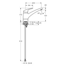 Hansa Mix Einhebel-Küchenarmatur, Ausladung 203mm, DN 15, Chrom, 01142283... HANSA-01142283 4015474276543 (Abb. 1)