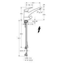 Hansa Mix Küchenarmatur mit Spülmaschinenventil, Kupferrohr, Ausladung 203mm, DN 15, Ch... HANSA-01211183 4015474276611 (Abb. 1)