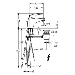 Hansa Mix Einhebel-Waschtischbatterie, Kupferrohr, Zugstangen-Ablaufgarnitur, Ausladung... HANSA-01321183 4015474271227 (Abb. 1)