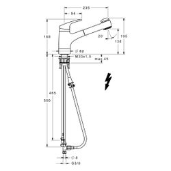 Hansa Mix Einhebel-Küchenarmatur, Niederdruck, Kupferrohr, 2-strahlig, Ausladung 235mm,... HANSA-01361183 4015474276673 (Abb. 1)