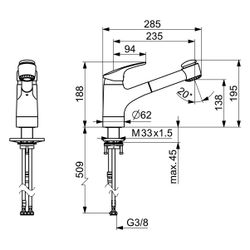 Hansa Mix Einhebel-Küchenarmatur, 2-strahlig Ausladung 235mm, DN 15, Chrom, 01382283... HANSA-01382283 4015474276628 (Abb. 1)
