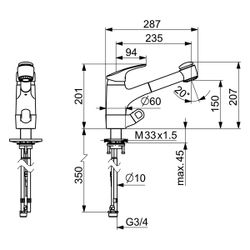 Hansa Mix Einhebel-Küchenarmatur mit Spülmaschinenventil, Kupferrohr 2-strahlig, Chrom,... HANSA-01392183 4015474276666 (Abb. 1)