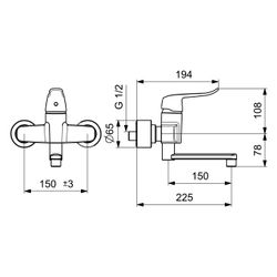 Hansa Clinica Einhebel-Waschtischbatterie, Bedienhebel lang, Ausladung 227mm, DN 15, Ch... HANSA-01516283 4057304018909 (Abb. 1)