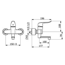 Hansa Clinica Einhebel-Waschtischbatterie, Bedienhebel lang, Ausladung 177mm, DN 15, Ch... HANSA-01526283 4057304013119 (Abb. 1)