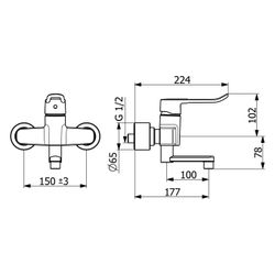 Hansa Clinica Einhebel-Waschtischbatterie, Bügel-/Bedienhebel lang, Ausladung 177mm, DN... HANSA-01526286 4057304012600 (Abb. 1)