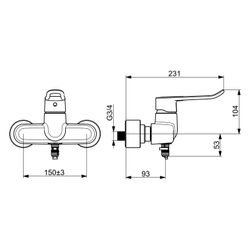 Hansa Clinica Einhebel-Waschtischarmatur, Wandmontage, Bügelhebel, Bluetooth, Chrom, 01... HANSA-01556269 4057304020506 (Abb. 1)