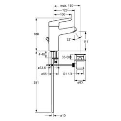 Hansa Medipro Einhebel-Waschtischbatterie, Kupferrohr, Zugstangen-Ablaufgarnitur, Ausla... HANSA-01612103 4015474266735 (Abb. 1)