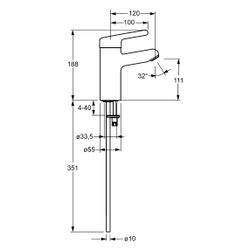 Hansa Medipro Einhebel-Waschtischbatterie, Kupferrohr, Ausladung 120mm, DN 15, Chrom, 0... HANSA-01622193 4015474266940 (Abb. 1)