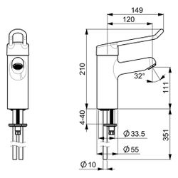 Hansa Medipro Einhebel-Waschtischbatterie, Kupferrohr, Bügelhebel, Bedienhebel lang, Au... HANSA-01622195 4015474267015 (Abb. 1)