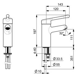 Hansa Medipro Einhebel-Waschtischbatterie, Kupferrohr, Bedienhebel lang, Ausladung 120m... HANSA-01622196 4015474267039 (Abb. 1)