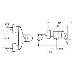 Hansa Mix Einhebel-Brausebatterie, DN 15, Chrom, 01670183... HANSA-01670183 4015474525726 (Abb. 1)