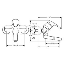 Hansa Mix Einhebel-Waschtisch- und Küchenarmatur, Ausladung 311mm, DN 15, Chrom, 016922... HANSA-01692283 4015474271364 (Abb. 1)