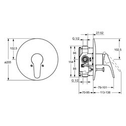 Hansa Mix Einhebel-Fertigmontageset für Wanne/Brause, Rosette rund, Chrom, 01849183... HANSA-01849183 4015474271449 (Abb. 1)