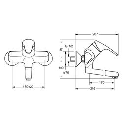 Hansa Mix Einhebel-Waschtisch-/Küchenarmatur, Ausladung 246mm, DN 15, Chrom, 01948283... HANSA-01948283 4015474271388 (Abb. 1)