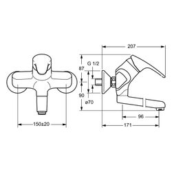 Hansa Mix Einhebel-Waschtischbatterie, Ausladung 171mm mit Auslaufentleerung, DN 15, Ch... HANSA-01969283 4015474271425 (Abb. 1)