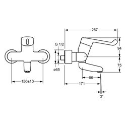 Hansa Medipro Einhebel-Waschtischbatterie, Ausladung 171mm, DN 15, Chrom, 02542202... HANSA-02542202 4015474267176 (Abb. 1)
