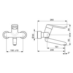 Hansa Medipro Einhebel-Waschtischbatterie, Bügel-/Bedienhebel lang, Ausladung 246mm, DN... HANSA-02552205 4015474267244 (Abb. 1)