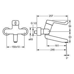 Hansa Medipro Einhebel-Waschtischbatterie, Ausladung 246mm, DN 15, Chrom, 02562202... HANSA-02562202 4015474267251 (Abb. 1)