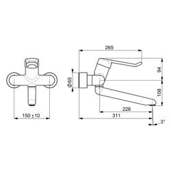 Hansa Medipro Einhebel-Waschtisch- und Küchenarmatur, Bügel-/Bedienhebel lang, 02572205... HANSA-02572205 4015474267299 (Abb. 1)