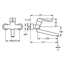 Hansa Medipro Einhebel-Waschtischbatterie, Ausladung 311mm, DN 15, Chrom, 02582202... HANSA-02582202 4015474267305 (Abb. 1)