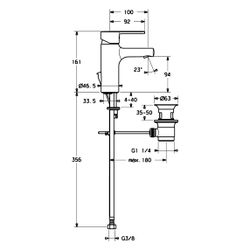 Hansa Ronda Einhebel-Waschtischbatterie, Zugstangen-Ablaufgarnitur, Ausladung 100mm, DN... HANSA-03092273 4015474212541 (Abb. 1)