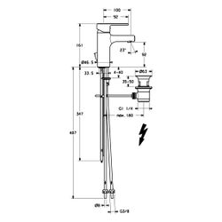 Hansa Ronda Einhebel-Waschtischbatterie, Niederdruck, Kupferrohr, Zugstangen-Ablaufgarn... HANSA-03131173 4015474212671 (Abb. 1)