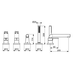Hansa Ronda Einhebel-Fertigmontageset für Wanne/Brause, Rosette rund, 3-strahlig, 72mm,... HANSA-03402473 4057304014567 (Abb. 1)