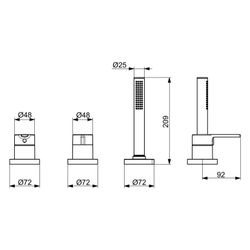 Hansa Ronda Einhebel-Fertigmontageset für Wanne/Brause, Rosette rund, 3-strahlig, 72mm,... HANSA-03419473 4057304014642 (Abb. 1)